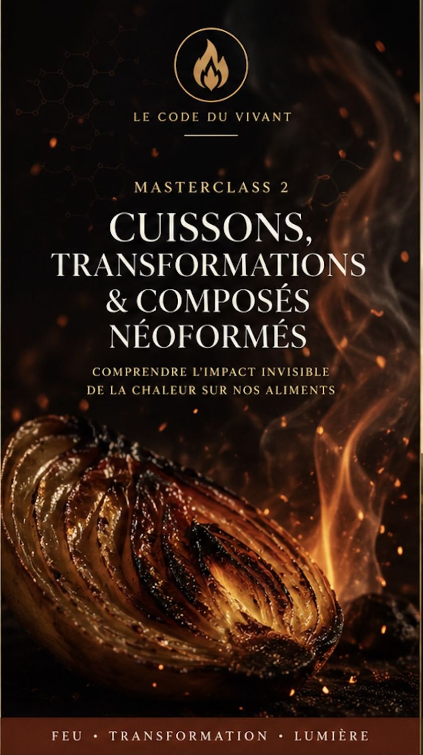 Couverture de la masterclass « cuissons, transformations et composés néoformés », issue du programme Le Code du Vivant.